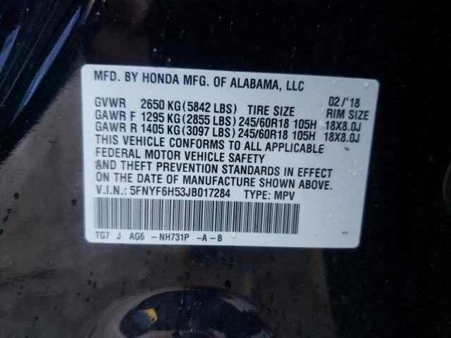 Photo 10 from auction – 2018 HONDA PILOT EXL with VIN 5FNYF6H53JB017284