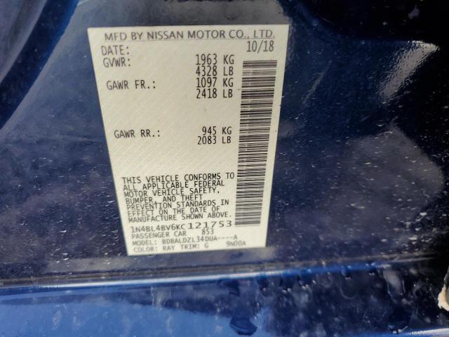 Photo 10 from auction – 2019 NISSAN ALTIMA S with VIN 1N4BL4BV6KC121753