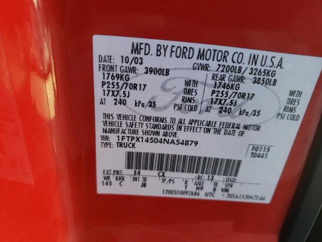 Photo 10 from auction – 2004 FORD F150 with VIN 1FTPX14504NA54879