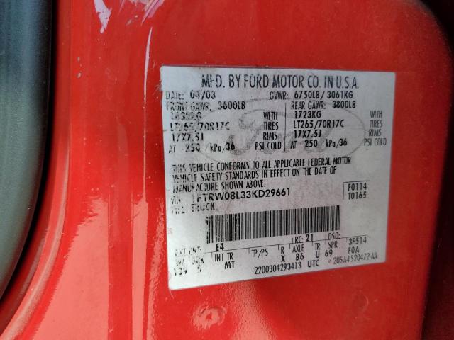 Photo 10 from auction – 2003 FORD F150 SUPER with VIN 1FTRW08L33KD29661