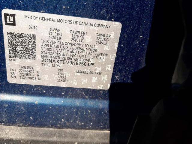 Photo 10 from auction – 2019 CHEVROLET EQUINOX LT with VIN 2GNAXTEV9K6250425