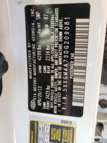 Photo 10 from auction – 2013 KIA OPTIMA LX with VIN 5XXGM4A73DG209081