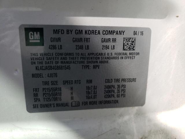 Photo 10 from auction – 2016 BUICK ENCORE with VIN KL4CJASB4GB681545