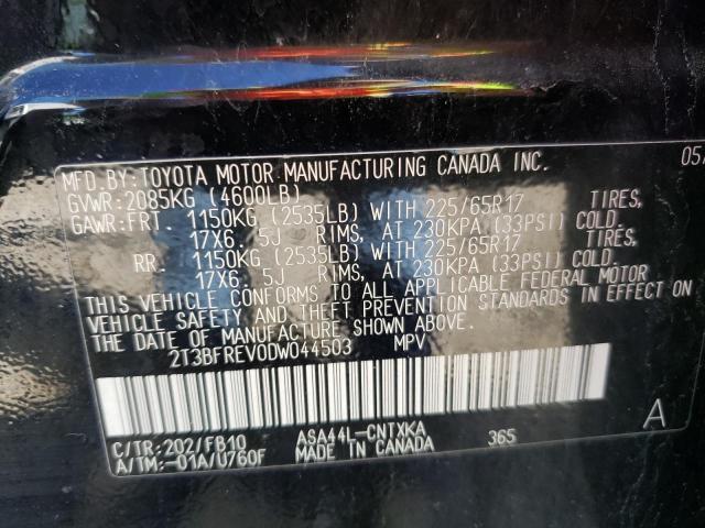 Photo 10 from auction – 2013 TOYOTA RAV4 LE with VIN 2T3BFREV0DW044503