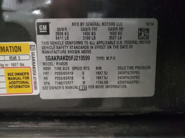 Photo 10 from auction – 2015 BUICK ENCLAVE with VIN 5GAKRAKD5FJ210599