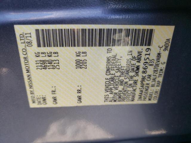 Foto 10 de la subasta – 2011 NISSAN MAXIMA S con VIN 1N4AA5AP9BC869519