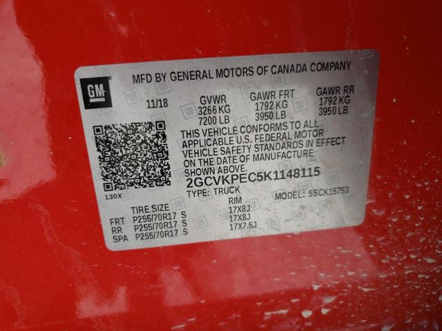 Photo 10 from auction – 2019 CHEVROLET SILVERADO with VIN 2GCVKPEC5K1148115