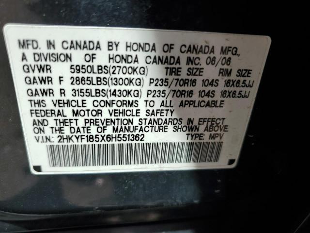 Photo 10 from auction – 2006 HONDA PILOT EX with VIN 2HKYF185X6H551362