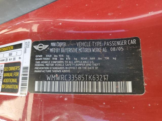 Photo 10 from auction – 2005 MINI COOPER with VIN WMWRC33585TK63217