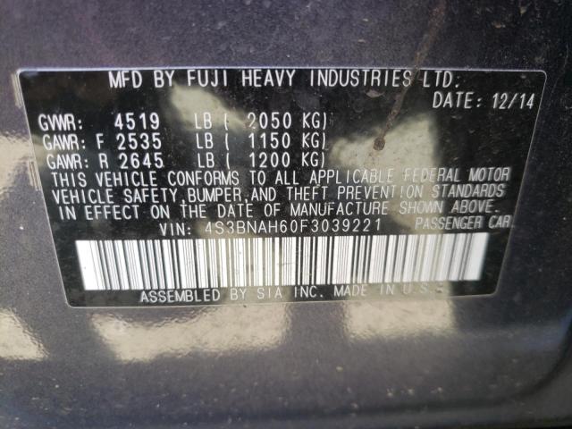 Photo 10 from auction – 2015 SUBARU LEGACY 2.5 with VIN 4S3BNAH60F3039221