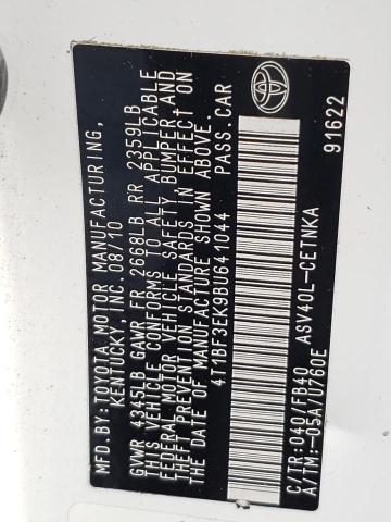 Photo 10 from auction – 2011 TOYOTA CAMRY BASE with VIN 4T1BF3EK9BU641044