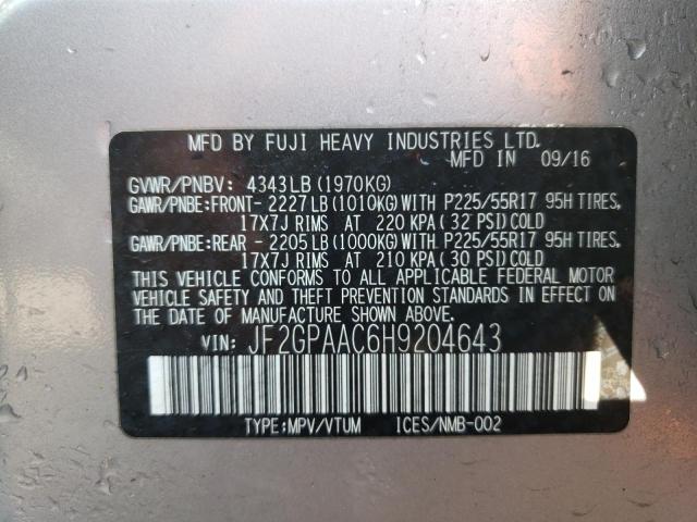 Photo 10 from auction – 2017 SUBARU CROSSTREK with VIN JF2GPAAC6H9204643