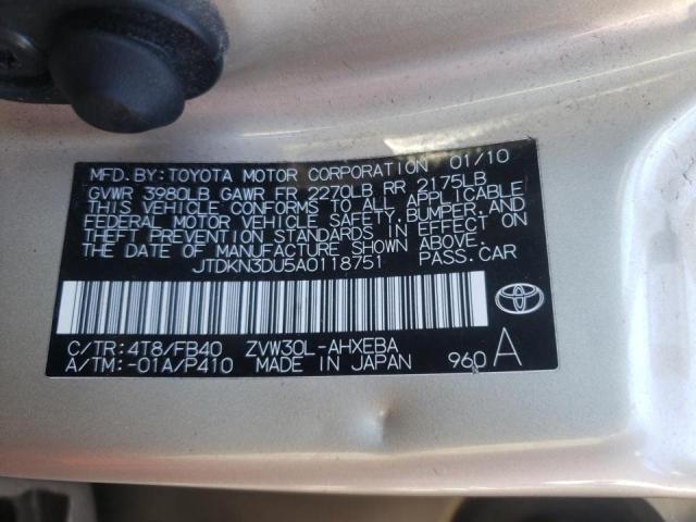 Photo 10 from auction – 2010 TOYOTA PRIUS with VIN JTDKN3DU5A0118751
