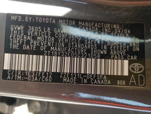 Photo 10 from auction – 2005 TOYOTA COROLLA XR with VIN 2T1BY32E05C321058