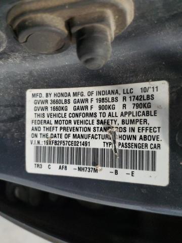 Photo 10 from auction – 2012 HONDA CIVIC LX with VIN 19XFB2F57CE021491