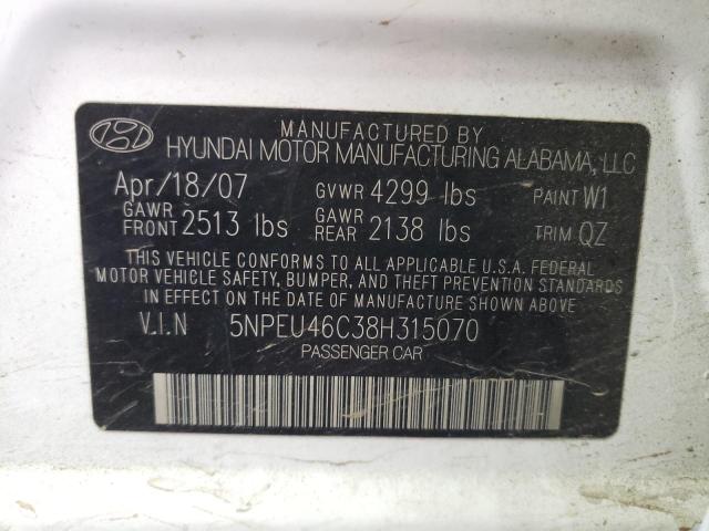 Photo 10 from auction – 2008 HYUNDAI SONATA SE with VIN 5NPEU46C38H315070