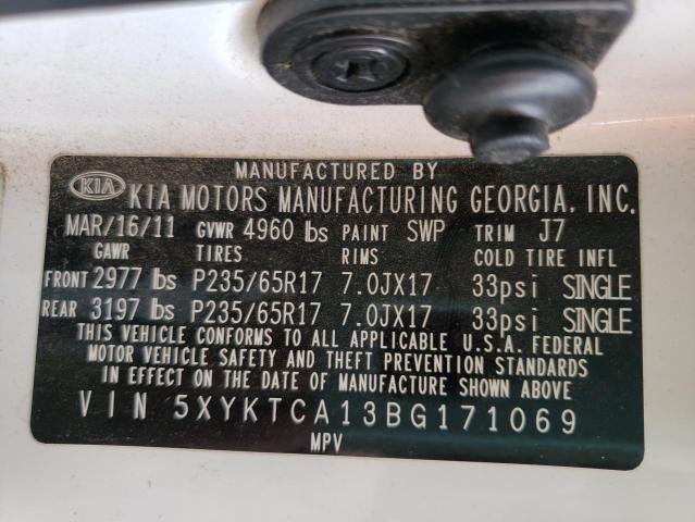 Photo 10 from auction – 2011 KIA SORENTO BA with VIN 5XYKTCA13BG171069