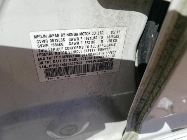 Photo 10 from auction – 2011 HONDA FIT with VIN JHMGE8H52BS007603