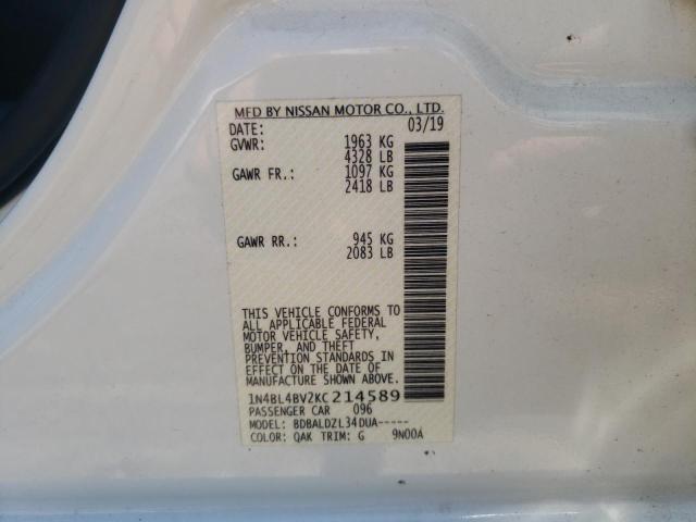 Photo 10 from auction – 2019 NISSAN ALTIMA S with VIN 1N4BL4BV2KC214589