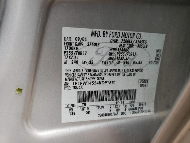 Photo 10 from auction – 2004 FORD F150 SUPER with VIN 1FTPW14554KD91651