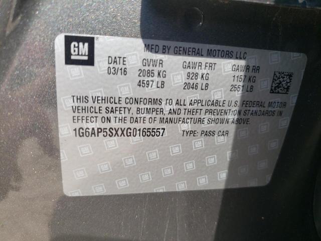 Photo 10 from auction – 2016 CADILLAC CTS with VIN 1G6AP5SXXG0165557