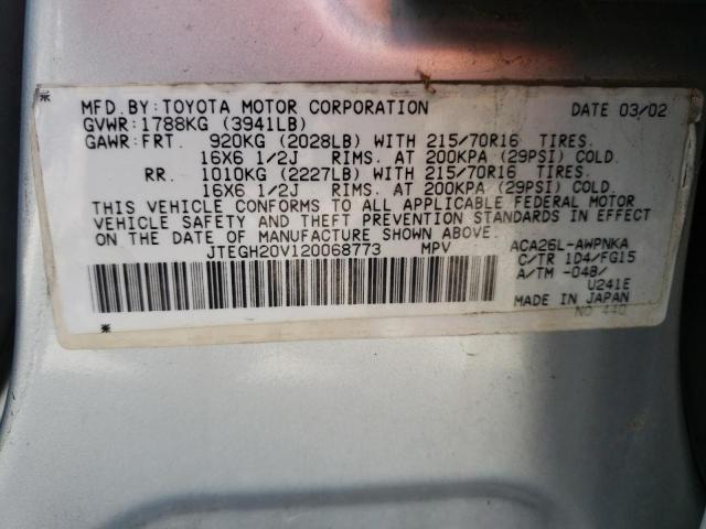 Photo 10 from auction – 2002 TOYOTA RAV4 with VIN JTEGH20V120068773