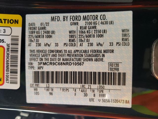 Photo 10 from auction – 2022 FORD BRONCO SPO with VIN 3FMCR9C68NRD10567