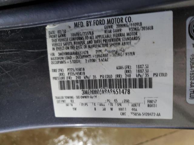 Photo 10 from auction – 2010 MERCURY MILAN PREM with VIN 3MEHM0JA9AR651478