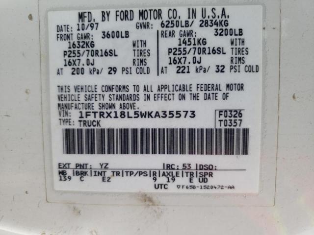 Photo 10 from auction – 1998 FORD F-150 with VIN 1FTRX18L5WKA35573