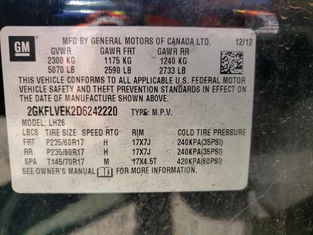 Photo 10 from auction – 2013 GMC TERRAIN SL with VIN 2GKFLVEK2D6242220