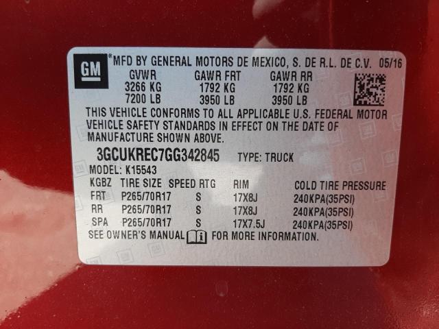 Photo 10 from auction – 2016 CHEVROLET SILVERADO with VIN 3GCUKREC7GG342845