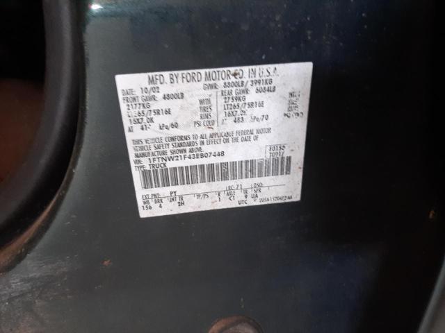 Photo 10 from auction – 2003 FORD F250 SUPER with VIN 1FTNW21F43EB07448