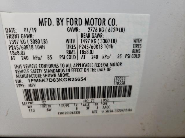 Photo 10 from auction – 2019 FORD EXPLORER X with VIN 1FM5K7D83KGB25654