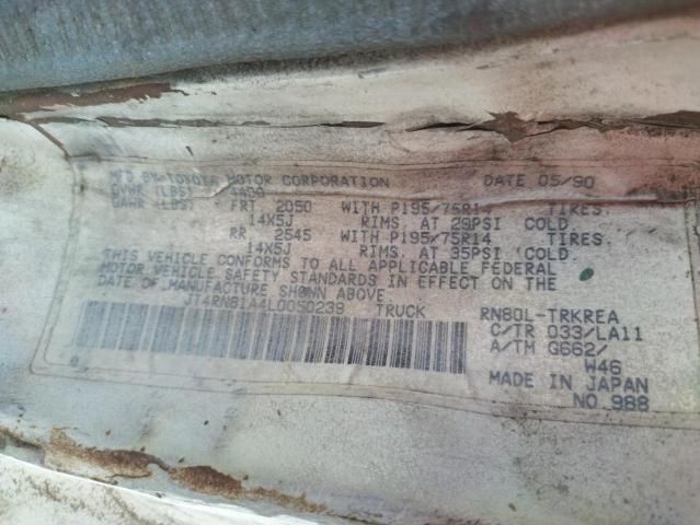 Photo 10 from auction – 1990 TOYOTA PICKUP 1/2 with VIN JT4RN81A4L0050239