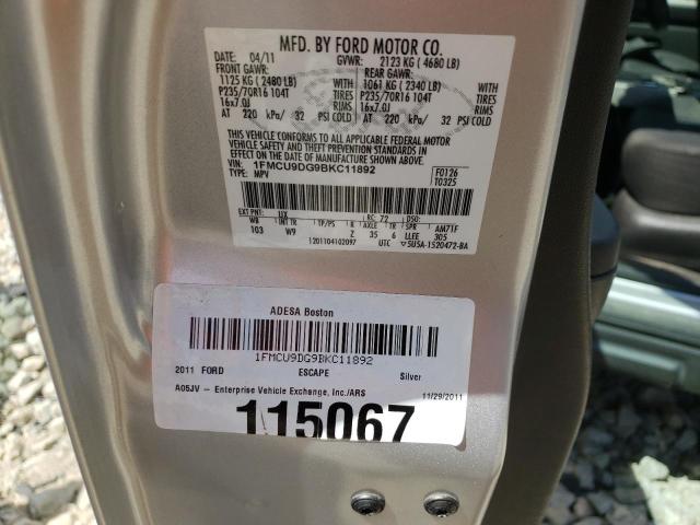 Photo 10 from auction – 2011 FORD ESCAPE XLT with VIN 1FMCU9DG9BKC11892