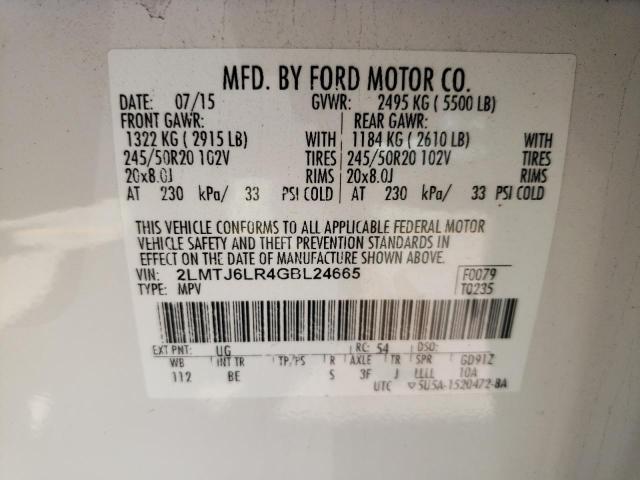 Photo 10 from auction – 2016 LINCOLN MKX RESERV with VIN 2LMTJ6LR4GBL24665
