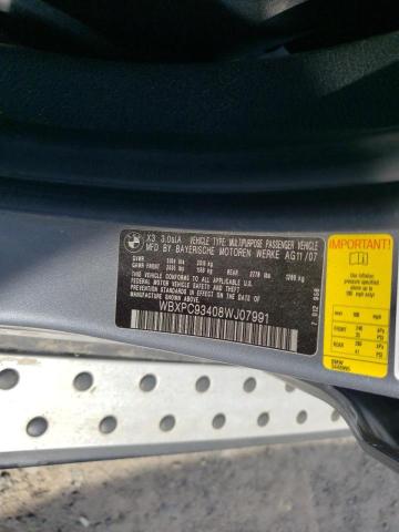 Photo 10 from auction – 2008 BMW X3 3.0SI with VIN WBXPC93408WJ07991