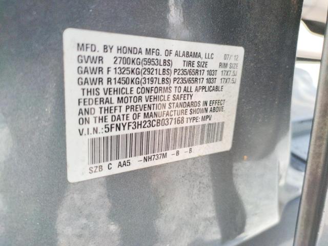 Photo 10 from auction – 2012 HONDA PILOT LX with VIN 5FNYF3H23CB037168