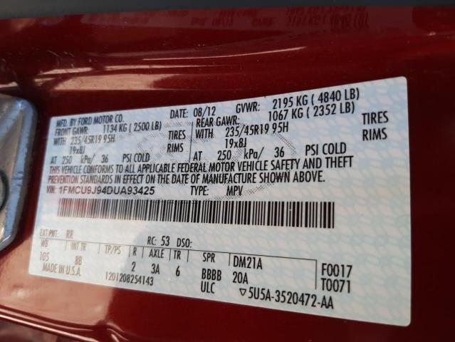 Photo 10 from auction – 2013 FORD ESCAPE TIT with VIN 1FMCU9J94DUA93425