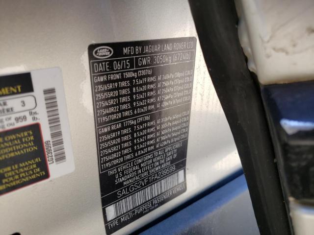 Photo 10 from auction – 2015 LAND ROVER RANGE ROVE with VIN SALGS2VF1FA239599