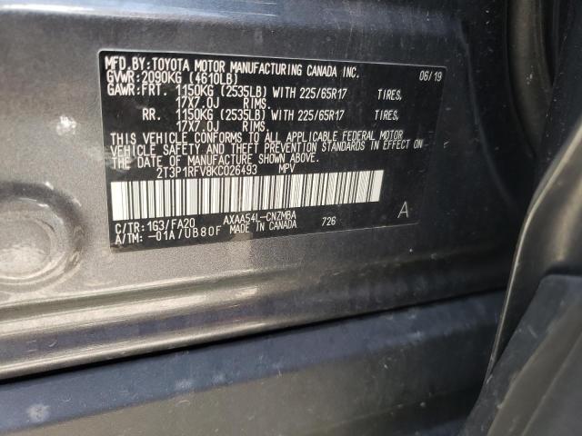 Photo 10 from auction – 2019 TOYOTA RAV4 XLE with VIN 2T3P1RFV8KC026493