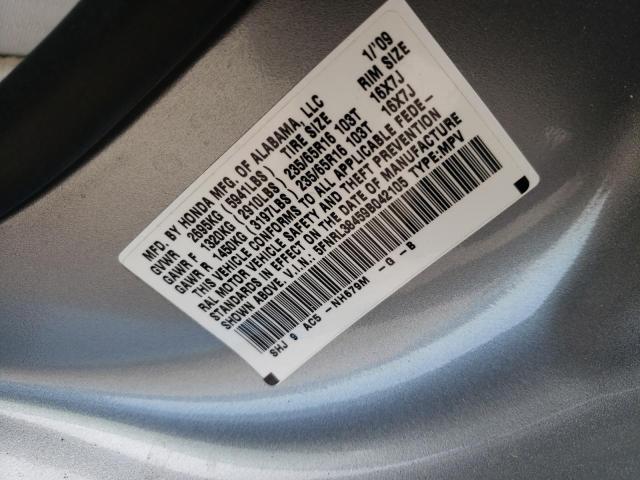 Photo 10 from auction – 2009 HONDA ODYSSEY EX with VIN 5FNRL38459B042105