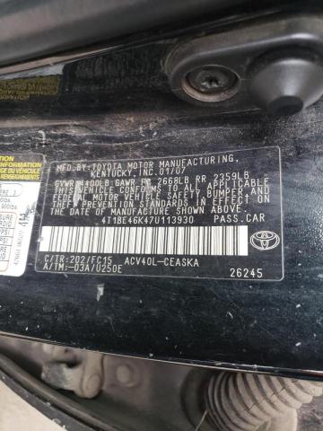 Photo 10 from auction – 2007 TOYOTA CAMRY with VIN 4T1BE46K47U113930