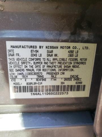 Photo 10 from auction – 2005 NISSAN ALTIMA S with VIN 1N4AL11D65C222573