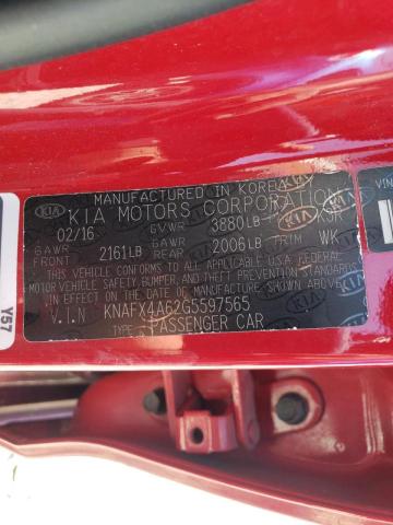 Photo 10 from auction – 2016 KIA FORTE LX with VIN KNAFX4A62G5597565