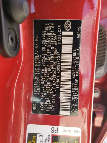 Zdjęcie 10 z aukcji – 2012 TOYOTA CAMRY BASE z VIN 4T1BF1FK0CU572345