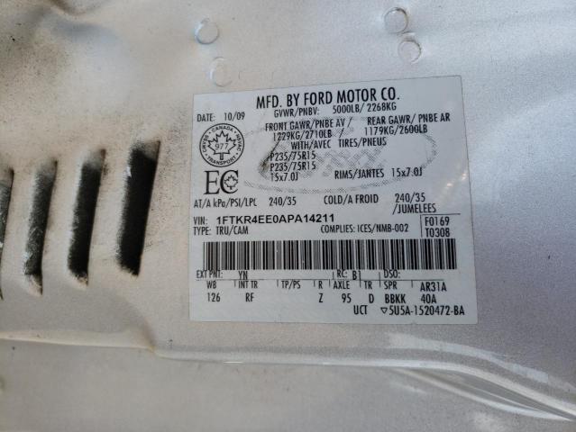 Photo 10 from auction – 2010 FORD RANGER SUP with VIN 1FTKR4EE0APA14211