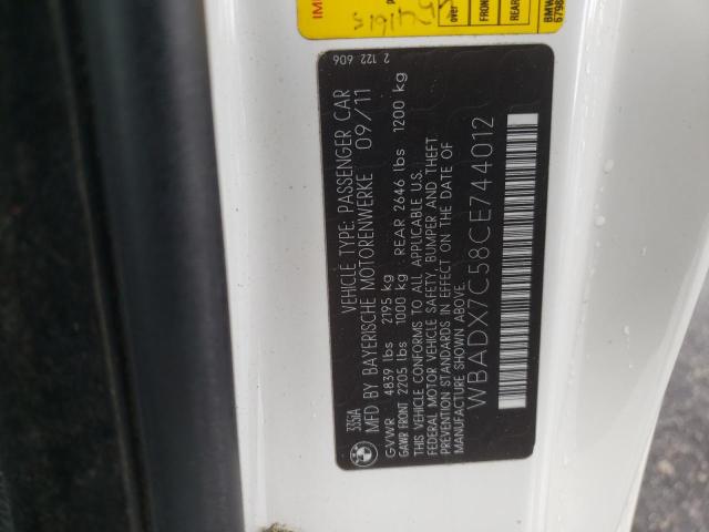 Photo 10 from auction – 2012 BMW 335 I with VIN WBADX7C58CE744012