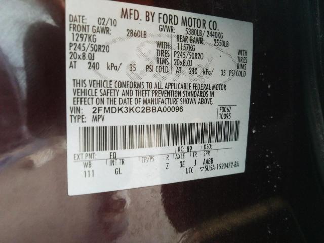Photo 10 from auction – 2011 FORD EDGE LIMIT with VIN 2FMDK3KC2BBA00096