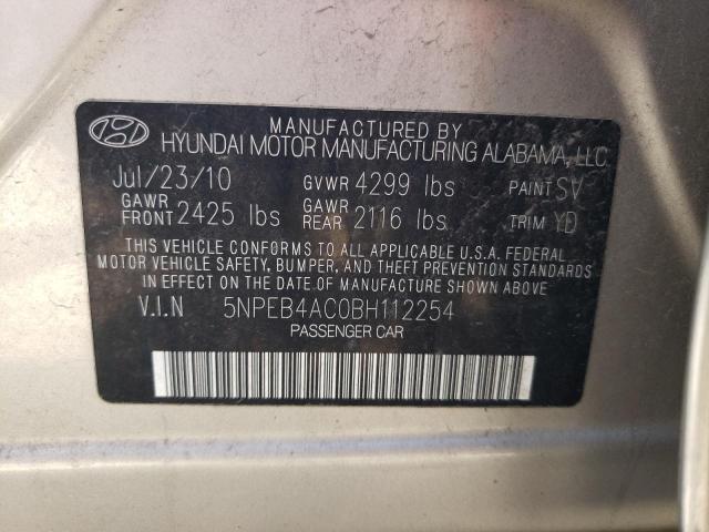 Photo 10 from auction – 2011 HYUNDAI SONATA GLS with VIN 5NPEB4AC0BH112254